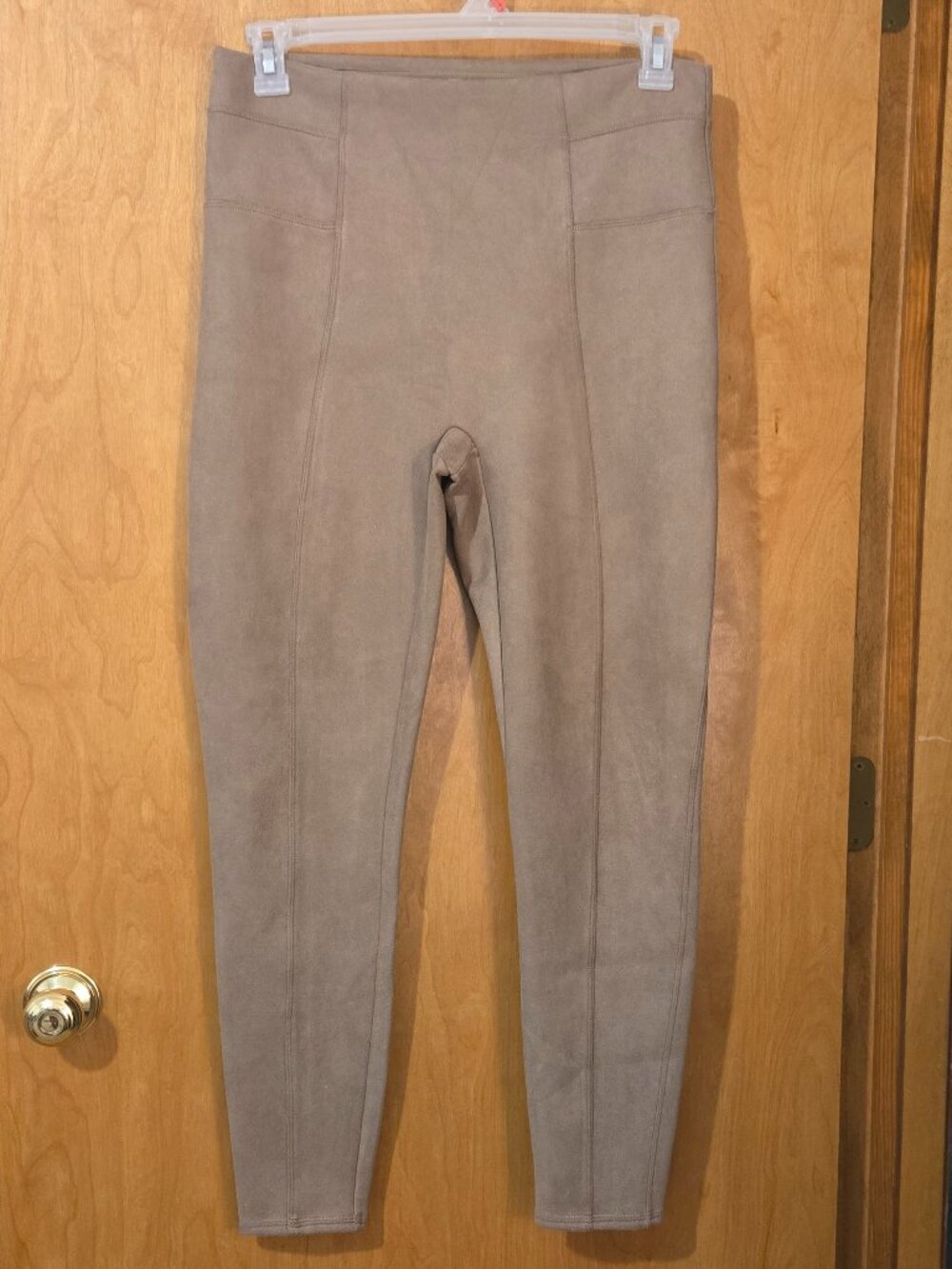 Spanx Faux Suede Pull-On Leggings Tummy Shaping Camel Size XL RockGlam